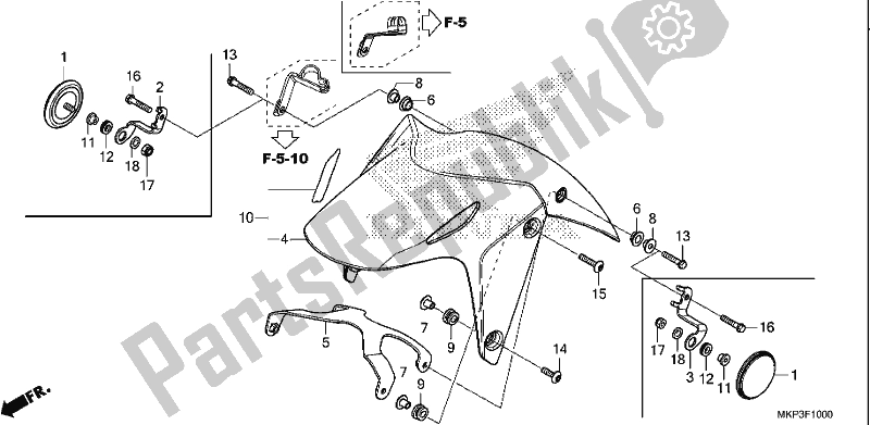 All parts for the Front Fender of the Honda CBR 500 RA 2019