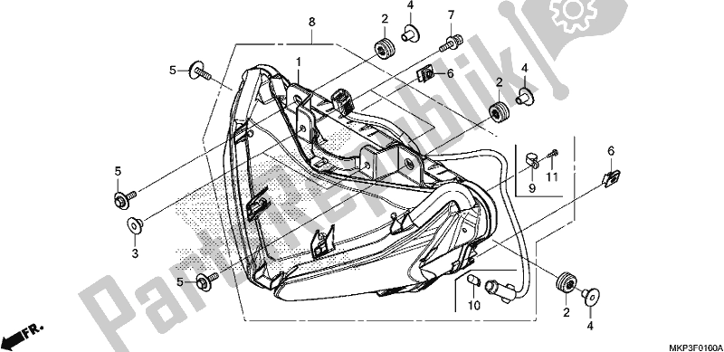 Todas as partes de Farol do Honda CBR 500 RA 2019