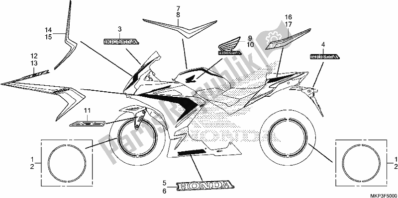 Tutte le parti per il Mark/stripe del Honda CBR 500 RA 2019