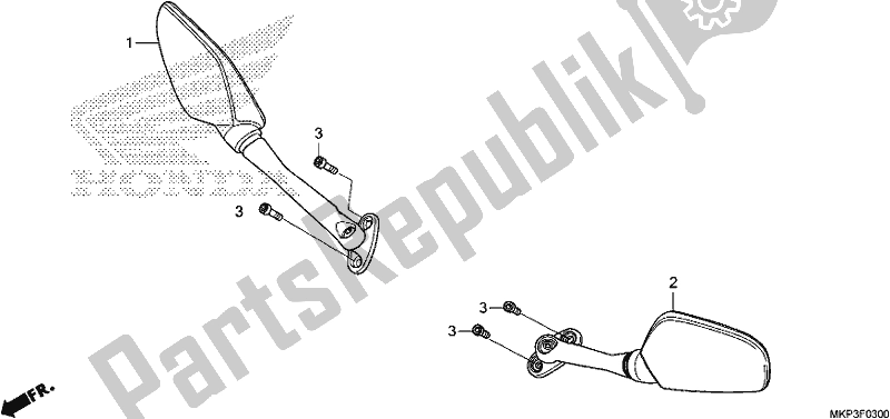 Tutte le parti per il Specchio del Honda CBR 500 RA 2019