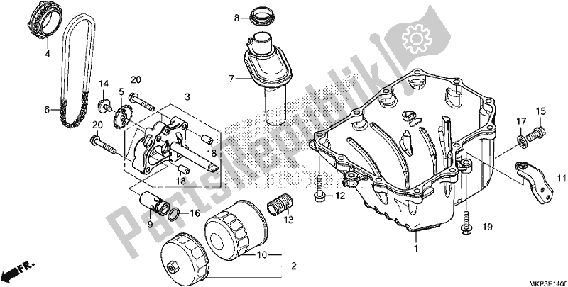 Wszystkie części do Oil Pan/oil Pump Honda CBR 500 RA 2019