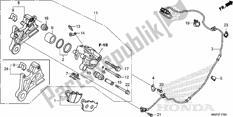 Tutte le parti per il Pinza Freno Posteriore del Honda CBR 500 RA 2019