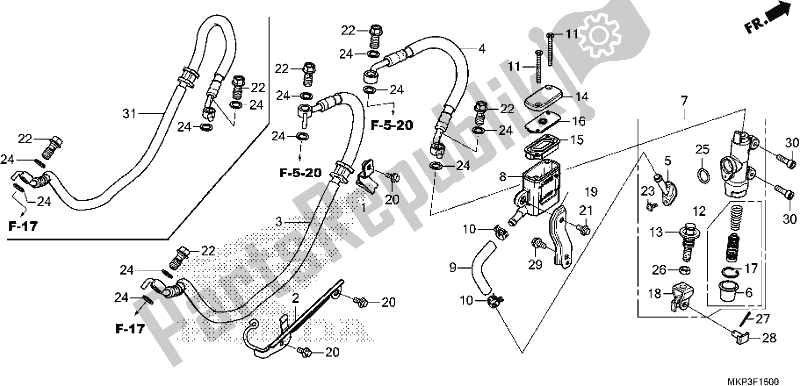 Tutte le parti per il Pompa Freno Posteriore del Honda CBR 500 RA 2019