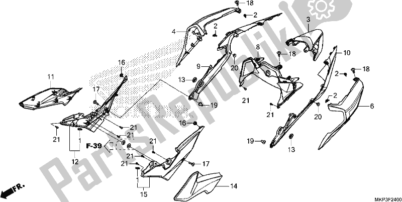 Tutte le parti per il Side Cover/rear Cowl del Honda CBR 500 RA 2019
