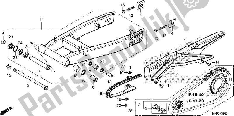 Tutte le parti per il Forcellone del Honda CBR 500 RA 2019