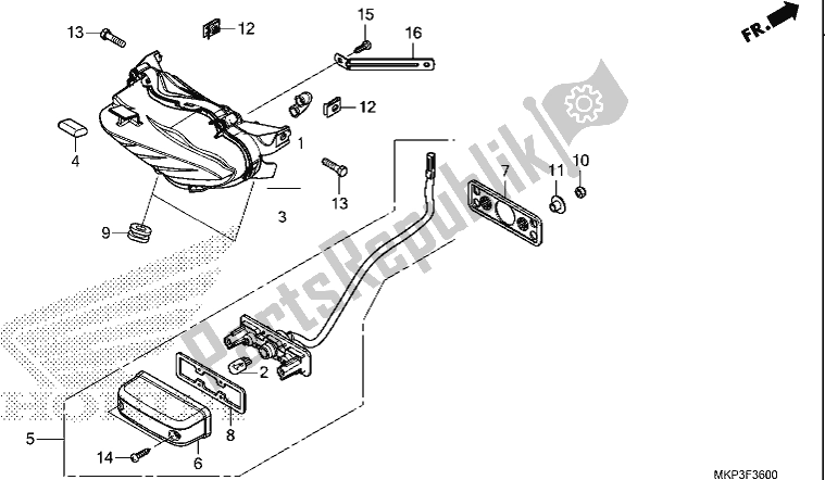 Tutte le parti per il Fanale Posteriore del Honda CBR 500 RA 2019