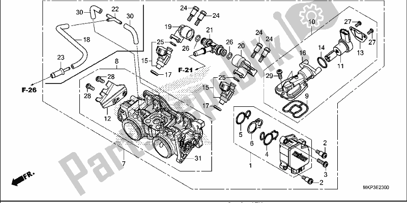 Wszystkie części do Korpus Przepustnicy Honda CBR 500 RA 2019