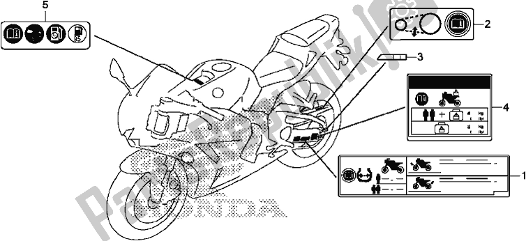 Todas las partes para Etiqueta De Precaución de Honda CBR 600 RR 2017