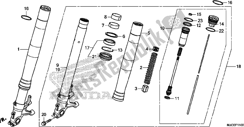 Tutte le parti per il Forcella Anteriore del Honda CBR 600 RR 2017