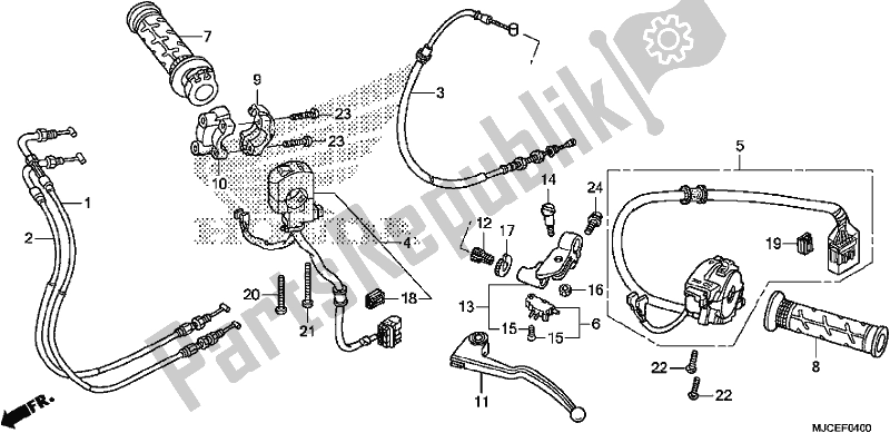 Todas las partes para Handle Lever/switch/cable de Honda CBR 600 RR 2017