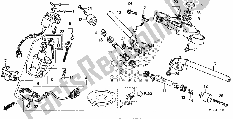 Tutte le parti per il Handle Pipe/top Bridge del Honda CBR 600 RR 2017