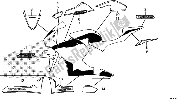 Tutte le parti per il Mark/stripe del Honda CBR 600 RR 2017