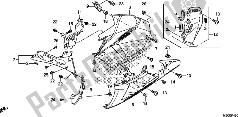 Todas las partes para Middle Cowl/lower Cowl (l.) de Honda CBR 600 RR 2017