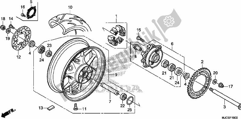 Tutte le parti per il Ruota Posteriore del Honda CBR 600 RR 2017