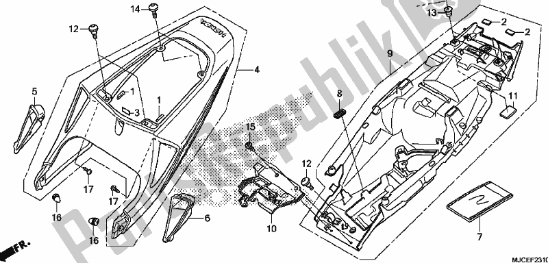 Tutte le parti per il Coprisella del Honda CBR 600 RR 2017