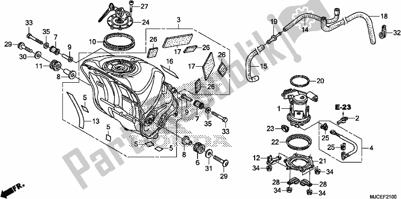 All parts for the Fuel Tank/fuel Pump of the Honda CBR 600 RR 2018