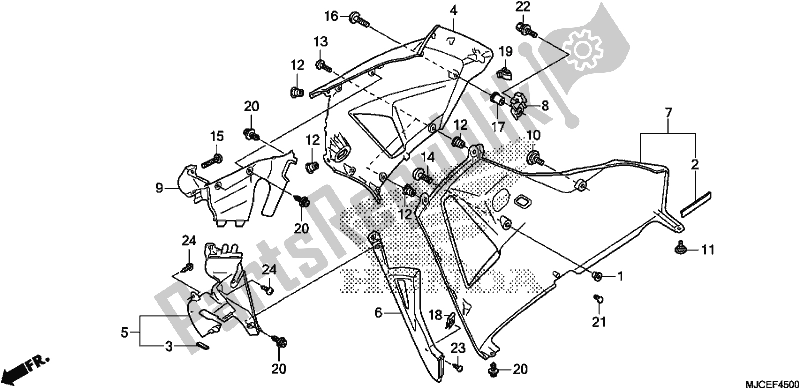 Todas las partes para Middle Cowl/lower Cowl (r.) de Honda CBR 600 RR 2018