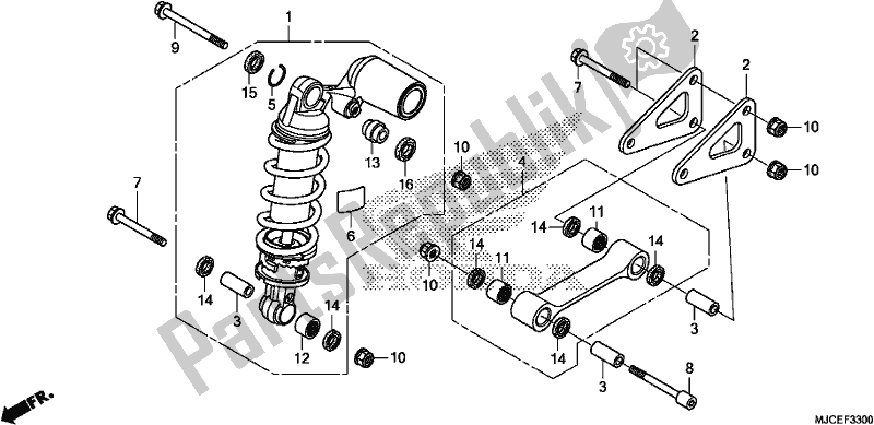 Todas as partes de Almofada Traseira do Honda CBR 600 RR 2018
