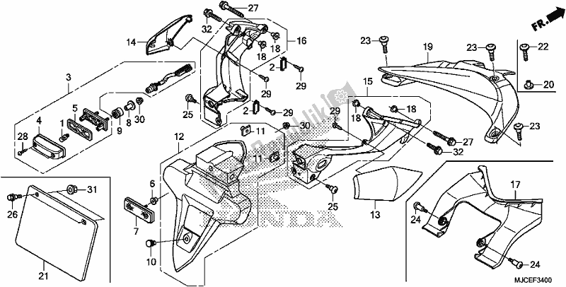 All parts for the Rear Fender/license Light of the Honda CBR 600 RR 2018