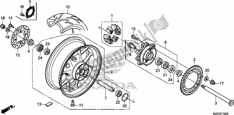 Todas as partes de Roda Traseira do Honda CBR 600 RR 2018