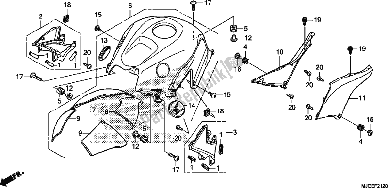 Toutes les pièces pour le Abri Supérieur du Honda CBR 600 RR 2018