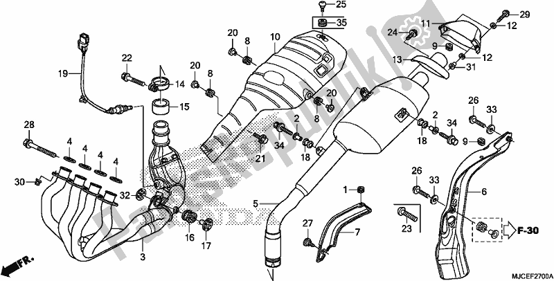 Alle onderdelen voor de Uitlaatdemper van de Honda CBR 600 RR 2019