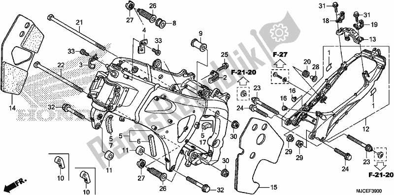 Todas as partes de Corpo Da Moldura do Honda CBR 600 RR 2019