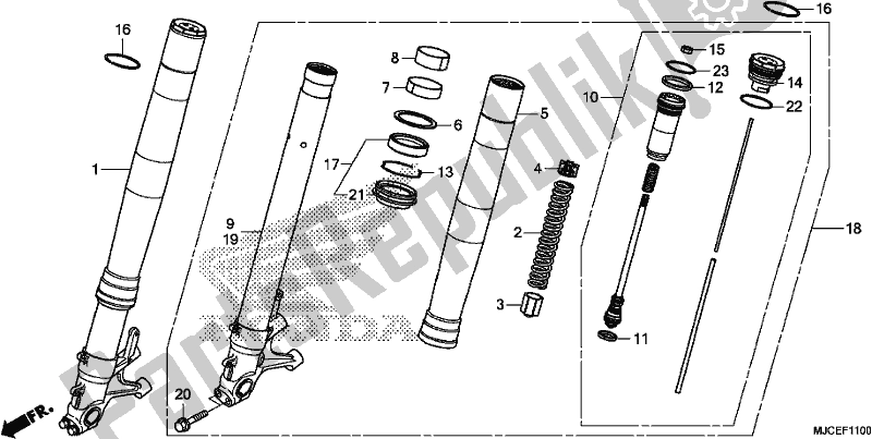 Todas as partes de Garfo Dianteiro do Honda CBR 600 RR 2019
