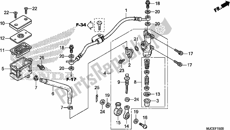 Todas as partes de Cilindro Mestre Do Freio Traseiro do Honda CBR 600 RR 2019