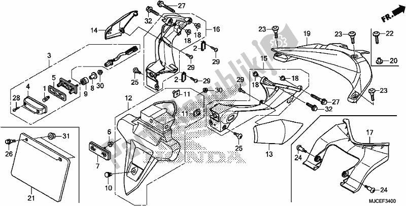 All parts for the Rear Fender/license Light of the Honda CBR 600 RR 2019