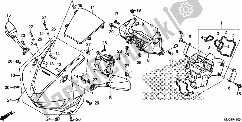 Todas as partes de Upper Cowl/mirror do Honda CBR 600 RR 2019