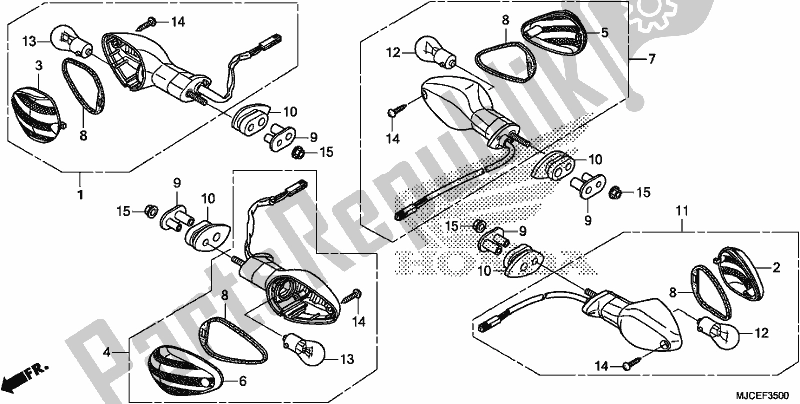 Todas as partes de Piscadela do Honda CBR 600 RR 2019