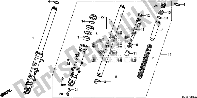 Todas as partes de Garfo Dianteiro do Honda CBR 650 FA F 2017