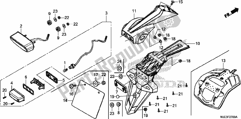 All parts for the Taillight of the Honda CBR 650 FA F 2017