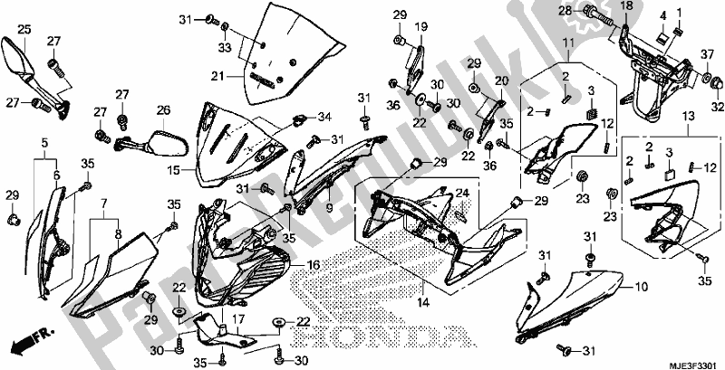 Todas as partes de Upper Cowl (2) do Honda CBR 650 FA F 2017