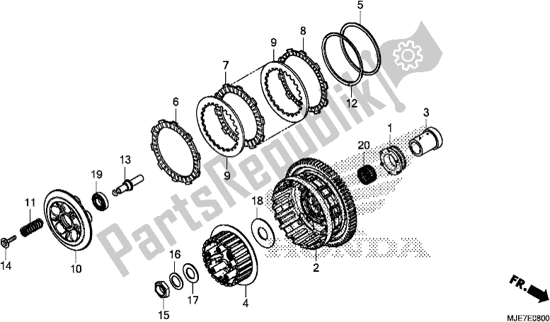 Todas as partes de Embreagem do Honda CBR 650 FA F 2018