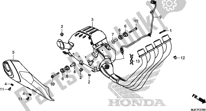 Toutes les pièces pour le Silencieux D'échappement du Honda CBR 650 FA F 2018