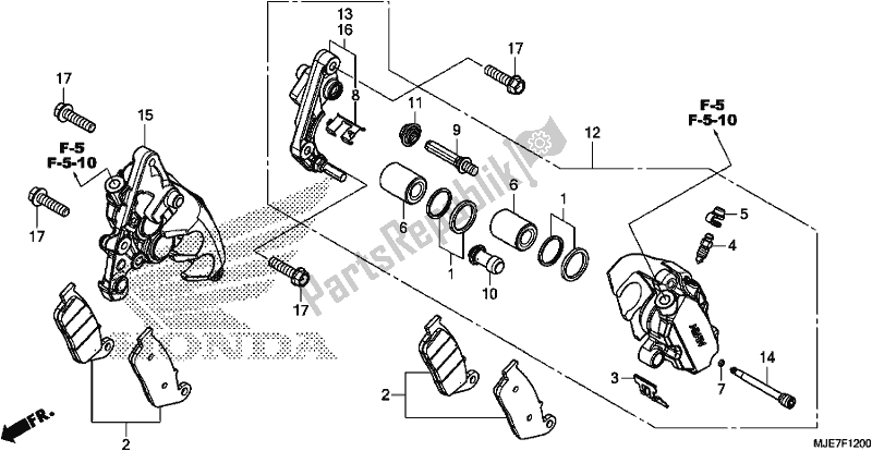 All parts for the Front Brake Caliper of the Honda CBR 650 FA F 2018
