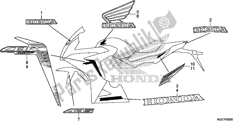Todas las partes para Marca (1) de Honda CBR 650 FA F 2018