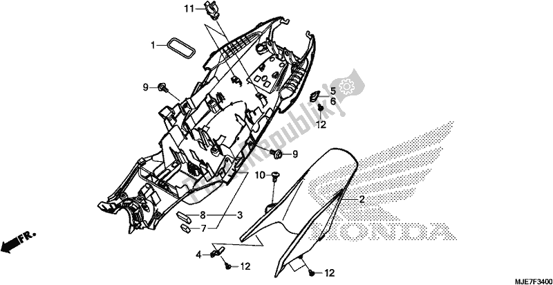 All parts for the Rear Fender of the Honda CBR 650 FA F 2018