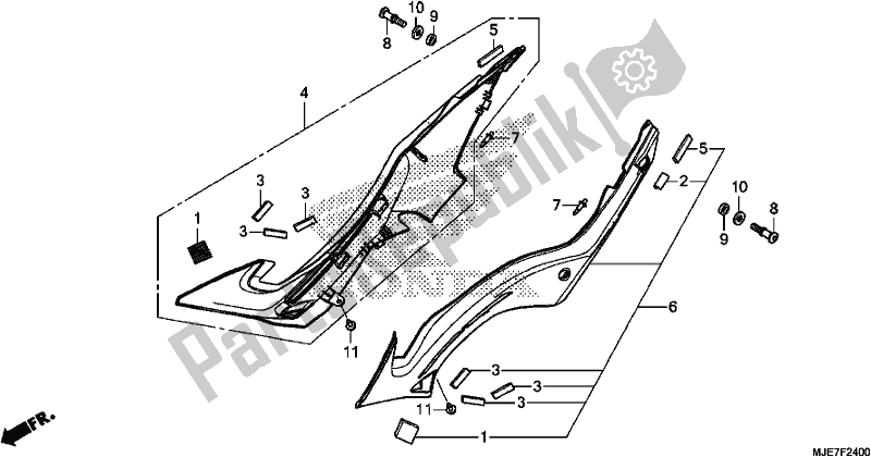 Toutes les pièces pour le Couvercle Latéral du Honda CBR 650 FA F 2018