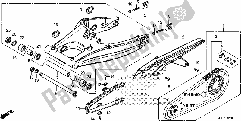 Todas as partes de Braço Oscilante do Honda CBR 650 FA F 2018