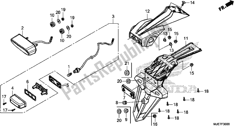 Tutte le parti per il Fanale Posteriore del Honda CBR 650 FA F 2018