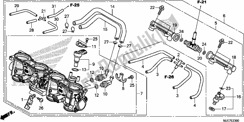 Alle onderdelen voor de Gasklephuis van de Honda CBR 650 FA F 2018