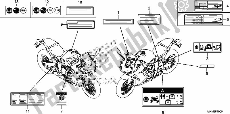 All parts for the Caution Label of the Honda CBR 650 RA R 2019