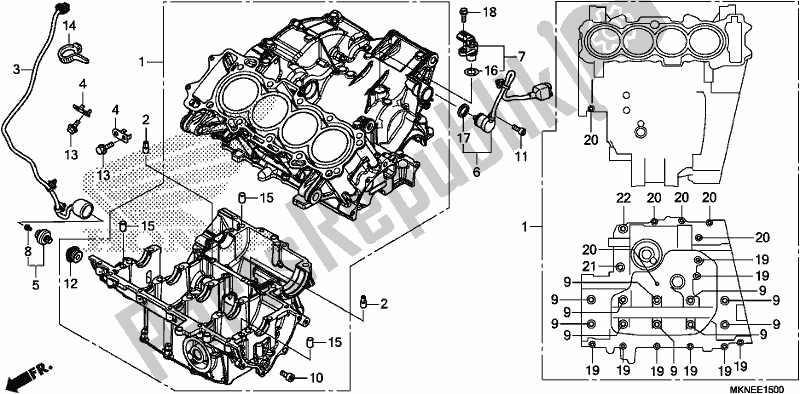 All parts for the Crankcase of the Honda CBR 650 RA R 2019