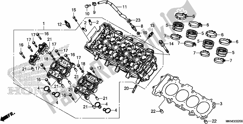 All parts for the Cylinder Head of the Honda CBR 650 RA R 2019