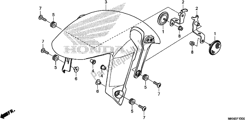 All parts for the Front Fender of the Honda CBR 650 RA R 2019