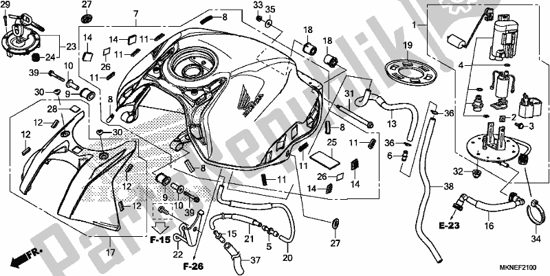 Todas las partes para Depósito De Combustible de Honda CBR 650 RA R 2019