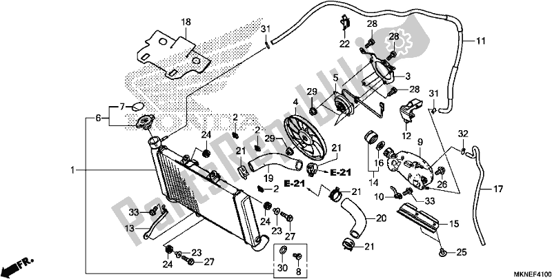 All parts for the Radiator of the Honda CBR 650 RA R 2019